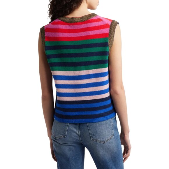 Boden Olivia Merino Wool Sweater Vest — Colorblock Stripe — Size L NWT - Picture 5 of 10